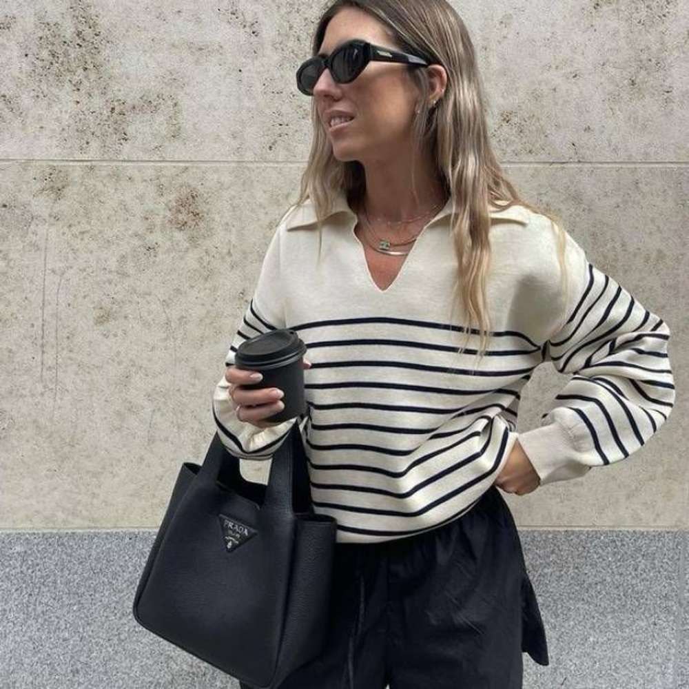 & Other Stories Striped Knit Blue and Cream